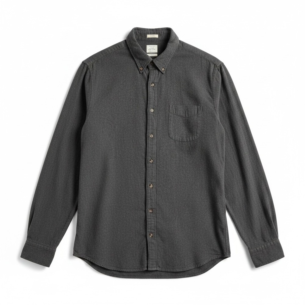 J.Crew Brushed Twill Button Down Shirt Mens XLT Charcoal Gray Cotton Classic Fit
